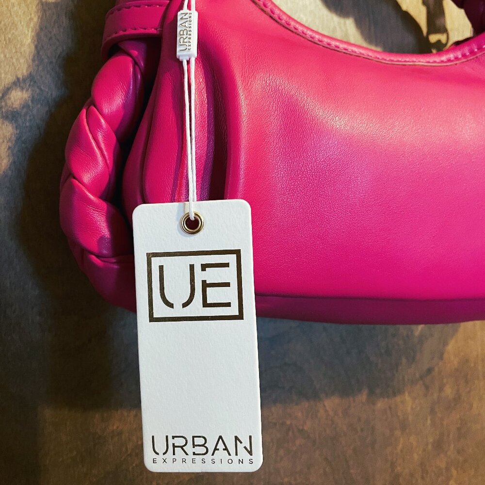 FIRM. Urban Expressions Vegan Leather Braided Purse/Crossbody Hot Pink. Rare NWT - Picture 3 of 12